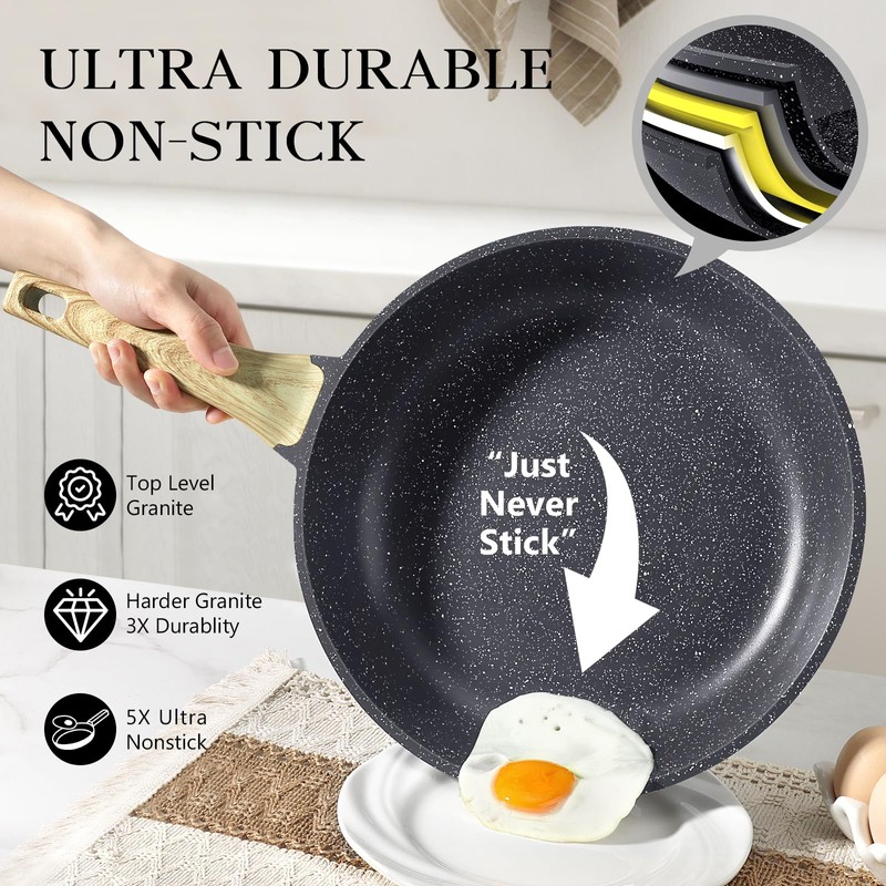 GiPP Nonstick Frying Pan Skillet - 11" Grey Granite Non