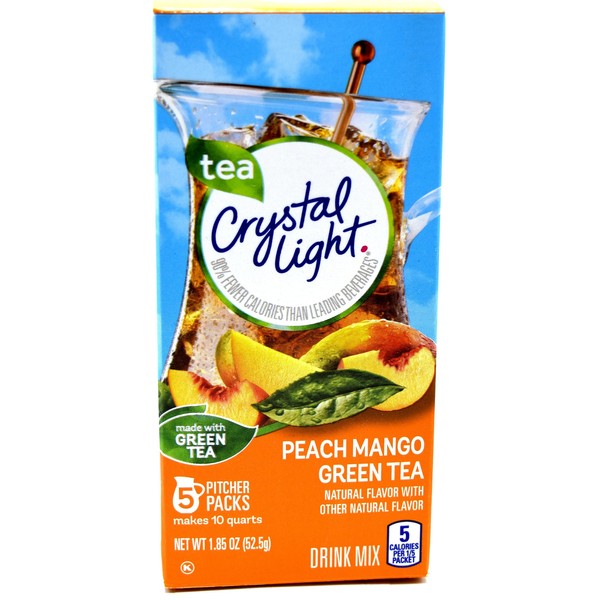 Crystal Light Green Tea Peach Mango Drink Mix (Makes 10-Quarts), 1.85-Ounce Canister (Pack of 4)