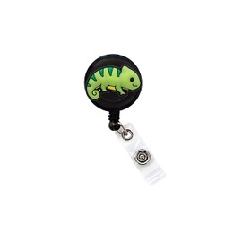 Chameleon Badge Reel Funny Nurse Doctor CNA ID Holder Badge Clip Retractable 25 inch extension Yazzle Dazzle Lizard Newt Gecko
