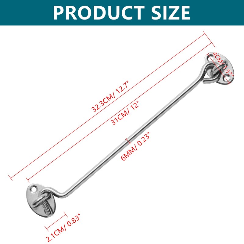 LDEXIN 2 Pack 12 Inch Gate Hook and Eye Latch