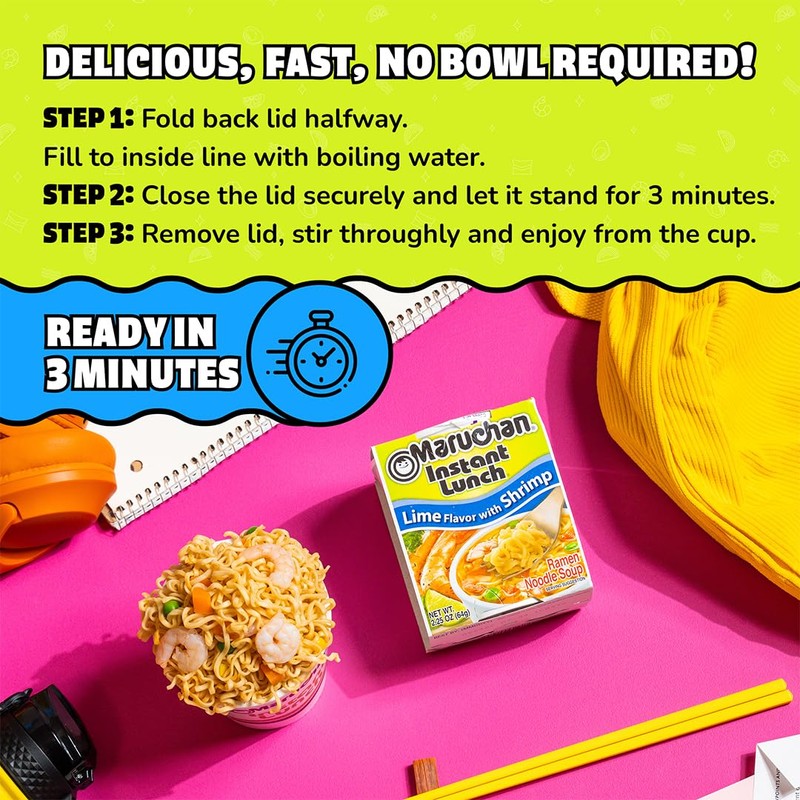 Maruchan Instant Lunch Ramen Noodles, Lime Flavor with Shrimp –
