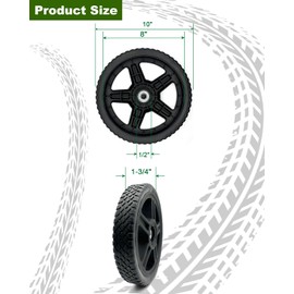10 Inch Lawn Mower Wheels Wheel kits with Bolts & Nuts - Set of 2 Push Mower Plastic Wheels Fits Craftsman Mower Generator Garden Tiller Most Standard Lawn Mowers