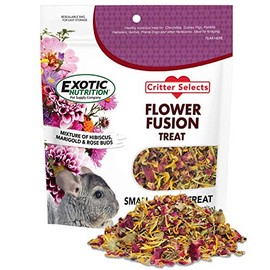 Flower Fusion Treat - Healthy Natural Dried Flower Herbivore Treat - Chinchillas, Guinea Pigs, Rabbits, Prairie Dogs, Degus, Hamsters, Rats, Squirrels, Sugar Gliders & Other Small Pets (0.85 oz)