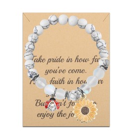 FUSTMW Ladybug Pendant Bracelet Ladybug Gifts Jewelry Ladybug Bracelet Charm Inspirational Gifts for Women (sunflower)
