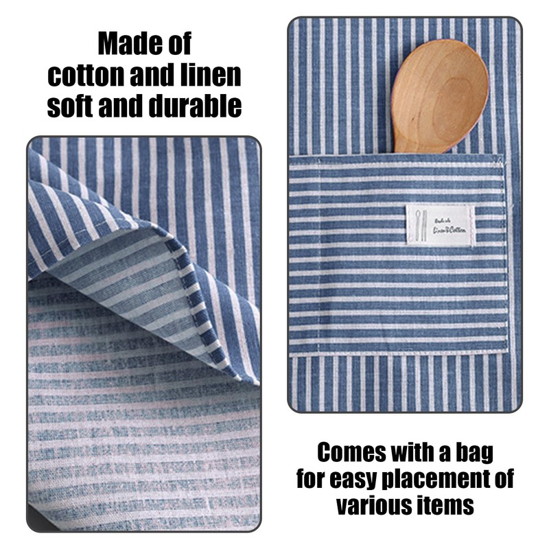 NyxSeat 1 Piece Striped Apron with Pockets Apron Baking Apron