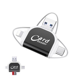 Multi-Port 4 in1 Universal SD TF Card Reader, USB C Memory Card Reader Type C Hub Multiport Adapter USB 2.0 Camera Adapter, No App Require