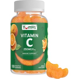 YumVs Vitamin C Gummies for Adults - 250 mg Orange Flavored Vitamin C Gummy - Vitamin C Chewable Immune Gummies for Adults - Immune Support Supplement - Kosher, Halal, Gluten Free (120 Count)