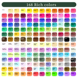 Artecho Watercolour Paint Set 168 Colours in Portable Box, with Brush and Watercolour Paper, Watercolour for Travel, Watercolours for Artists and Hobby Painters
