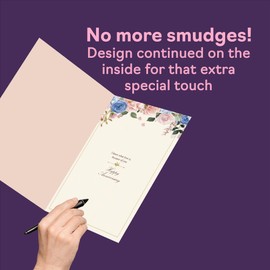 10th Anniversary Card for Men Women - Floral Champagne - Happy 10 Year Anniversary Card for Companion Wife Partner Husband, A5 Wedding Anniversaries Greeting Cards