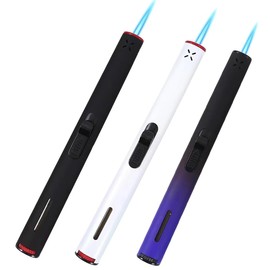 3PC Butane Torch Lighters, 7.9IN Refillable Torch Lighter Adjustable Jet Flame Butane Lighter Long Pen Lighter for Grill BBQ Candle Camping (Gas Not Included)