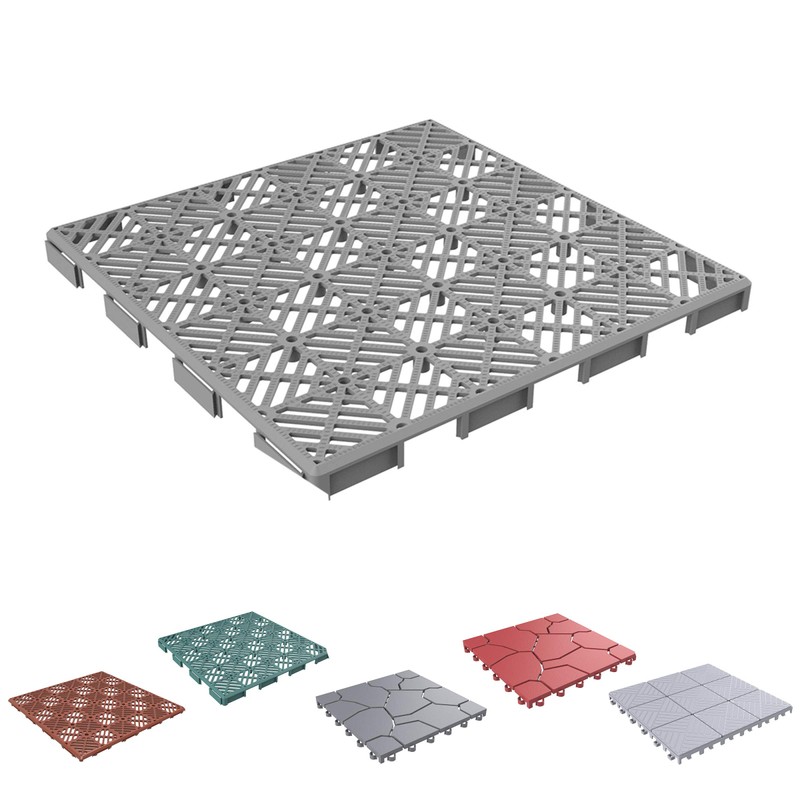 Pure Garden 50-LG1169 Gray Interlocking Patio and Deck Tiles Set