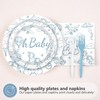 96 Pcs Blue Bear Baby Shower Toile De Jouy Party