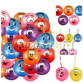 Kids Playing Smiley Face Ball Approx. 10" (25cm) Fruit Scented Ball With Keychain Age 1 2 3 4 5 Years (Uninflated) For Indoor Outdoor Fun, Party Fun - Various Style And Colours - Randomly (1)