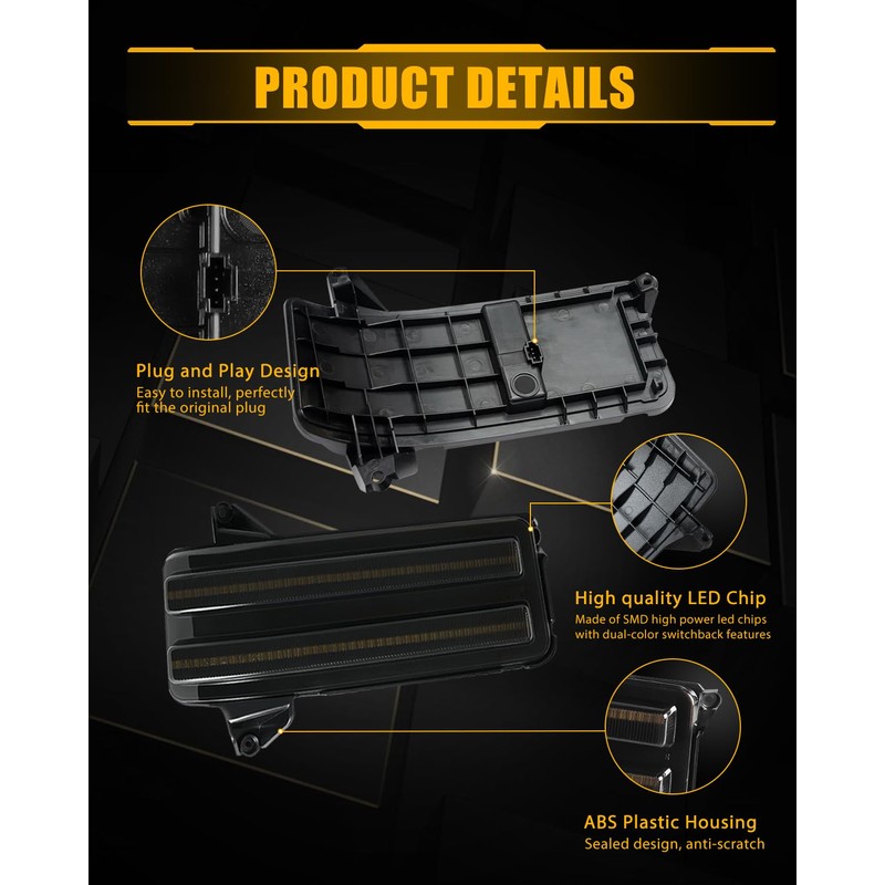 LESAUCE LED Sequential Switchback Side Mirror Lights - Compatible with