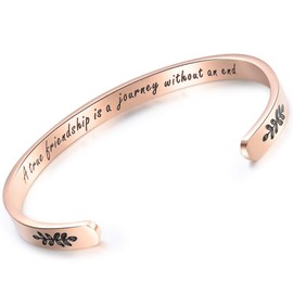 CERSLIMO Friendship Bracelet for Womens - Inspirational Friendship Gifts for Best Friend, Motivational Cuff Bangle Sister Mother Teacher Gifts Bracelet Birthday Christmas Gifts, Friendship Rose Gold