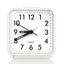Relojes Despertadores Analógicos, Reloj de Mesa Sin Tictac con Manecilla Luminosa y Pantalla Grande, Reloj Despertador Silencioso a Pilas para Mesita de Noche con Función de Luz Nocturna y