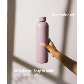 KIVY Stainless Steel Insulated Water Bottle 32oz | Leak Proof BPA-Free Metal Water Bottle - Stainless steel water bottle stainless steel - Car water bottle for backpack side pocket- Non toxic bottle