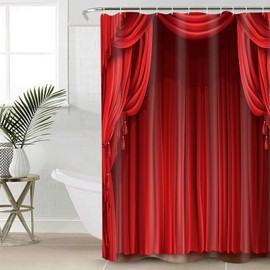 GETTOGET Theatre Shower Curtain, Show Stage Curtains Red Curtains Classic Antique Background, Waterproof Polyester Curtain Festival Gift, 68x72 in