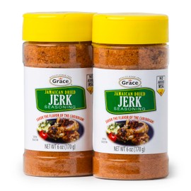 Grace Jamaican Dry Jerk Seasoning 6oz - 2 Pack - Jamaican Jerk Seasoning Mix for Chicken Marinade, Fish & Steak - Best BBQ Rub for Pork Ribs & Steaks