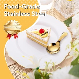 5 PCS Cucharas De Mango Corto, 4.5x9cm Mini Cucharas Doradas De Acero Inoxidable Para Helado Cucharadas De Café Pequeñas Para Condimentos Sal Postre Té Café