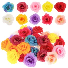 30 Pcs Artificial Flowers Heads Peony Roses Artificial Flowers Decorative Small Fake Flowers, Mini Silk Flower Heads Fabric Flowers, Faux Fabric Flowers Wedding Home Birthday Decoration(10 Colors