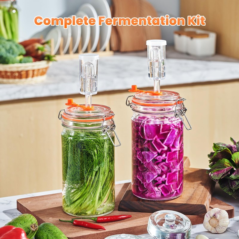 JILLMO Fermentation Jar with Weight, 1 Liter Fermenting Jar with