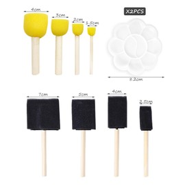 8 Piece Sponge Brush Set, 2-Piece Palette Acrylic Sponge Brush, Brush Tool, Watercolour Sponge Brush