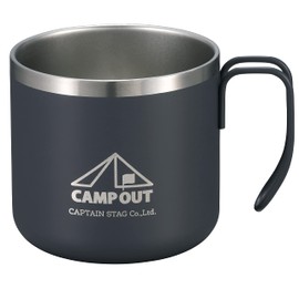 キャプテンスタッグ(CAPTAIN STAG) アウトドア コップ マグカップ マグ カップ タンブラー ダブルステンレス 真空断熱 保温 保冷 350ml ダークグレー キャンプアウト UE-3571