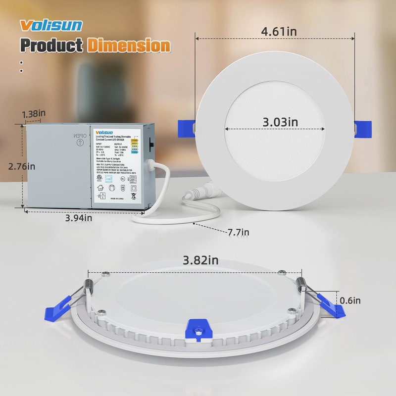 VOLISUN 24 Pack 3 inch Recessed Lighting, 5CCT LED Recessed