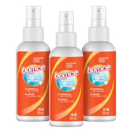 Bounce Anti Static Spray, 3 in 1 Instant Anti Static Spray & Instant Wrinkle Release, Odor Eliminator & Fabric Refresher, Travel Size (3 Oz,Pack of 3)