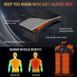 DSHUNLILI Heated Vest For Men Women With 16000mah Battery Pack,Outdoor Men's Jacket Heated Vest Lightweight with 13 Heating Zones (XL)