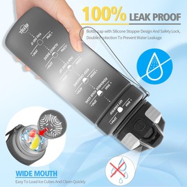 Niggeey Sports Water Bottle 500 ml, 700 ml, 1 L, 1.5 L Water Bottle Children Leak-Proof, BPA-Free Tritan Motivational Water Bottle with Time Marking, Sports Bottle for Children, School, Fitness, Gym