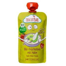FruchtBar-Bio Quetschie Haferbrei Apfel, Birne, Traube; Fruchtpüree im Quetschbeutel 24x120g
