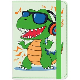 Funda para pasaporte RFID con ranuras para tarjetas de crédito, Dinosaurio verde