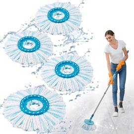 Pack of 4 Replacement Heads Compatible with Leifheit Clean Twist Disc Mop, 2 Fibre System Floor Mop Replacement Cover Compatible with Leifheit Mop Very Absorbent Strong Decontamination for All Floor