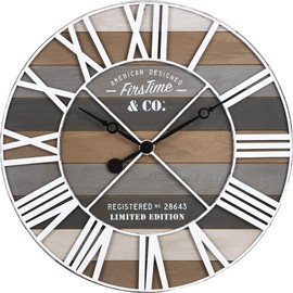 FirsTime & Co.® Gray Maritime Farmhouse Planks Clock, American Crafted, Gray, 24 x 2 x 24 ,