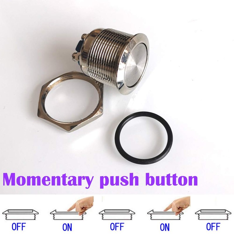 Made 2pcs 22mm 2A/12V/24V/125V/250V Momentary Pushbutton Screw Terminals Stainless Steel