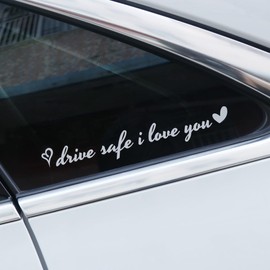 HungMieh Drive Safe I Love You Rearview Mirror Decal Stickers, Safety Car Signs, Car Stickers for Women, Car Window Door Mirror Stickers 5pcs (Reflective Silver)