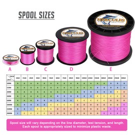 H¨¦rcules Hilo de pesca trenzado de polietileno de 4 5 kg a 136 kg probado, 300M a 1000M, 8 hilos trenzados, m¨¢s suave y redondo, tira m¨¢s lejos, disponible en 15 colores, para todo el a?o , Rosado, 8 LB-0.4 M-1094 DS(100M)-8 STRANDS