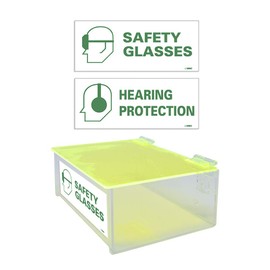 NMC ADM1 Compact PPE Holder with Cover - 9 in. x 3 in. x 6 in. Clear Acrylic Dispenser for Earplugs, Safety Glasses
