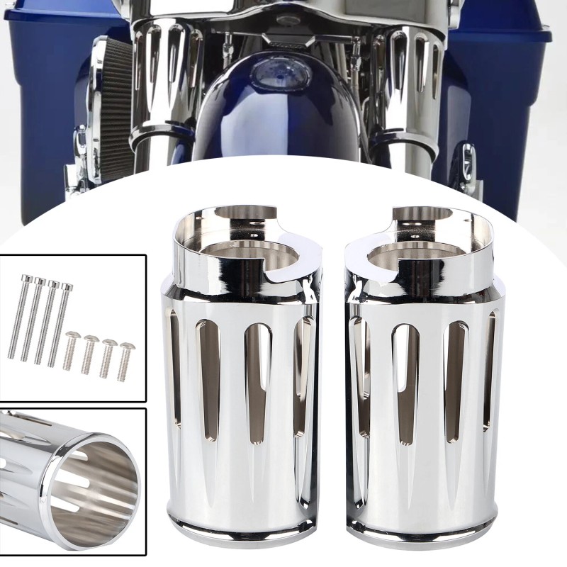 Unbranded Aluminum Fork Boot Slider Cover Cow Bells For Harley
