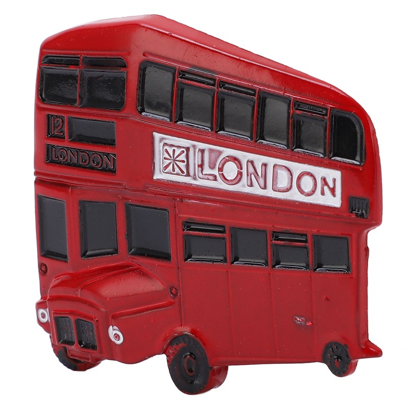 3Pcs Bus Fridge Magnet Red Bus Design Bright Colors Magnetic
