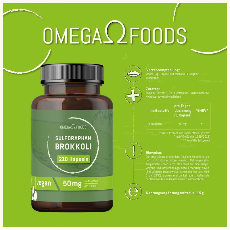 Broccoli Capsules - 50mg Sulforaphane Broccoli Extract Per Capsule -