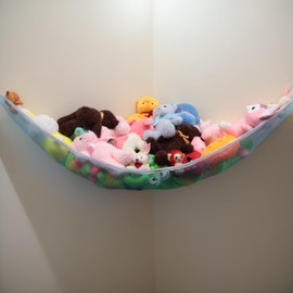 Powkoo Teddy Hammock Extra Large Toy Hammock for Stuffed Animals Soft Cuddly Toy Storage Net for Kids Bedroom (Blue)