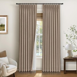 INOVADAY Pinch Pleated Curtains, 100% Light Blocking Linen Pinch Pleat Blackout Curtains for Bedroom, Thermal Insulated Blackout Drapes 2 Panels Set for Living Room - Rust Brown, W40 x L84