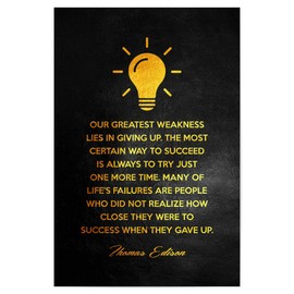 artboxONE Poster 30 x 20 cm Typography Thomas Edison Success Quote Picture Motivation Idea Inspiration