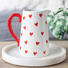 Tech Island Flower Vase, Love Heart Ceramic Flower Jug, Pitcher Vases for Flower, Garden Ornaments, for Real, Artificial Flower, for Mother's Day, Birthdays Room décor (Heart Print)