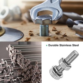 M METERXITY 10-Pack Hex Head Screw Bolt with Nuts Flat & Lock Washers M10x40mm Stainless Steel Bolts and Nuts Kit Fully Threaded Metric Bolt Assortment for Equipment/Machinery