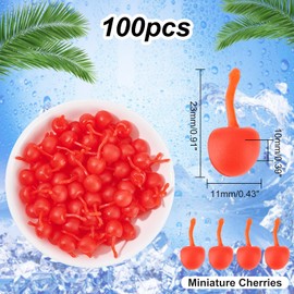 OLYCRAFT 100pcs Miniature Simulation Cherries Artificial Cherry Decorations 3D Cherry Fruit Pretend Play Mini Fruit for Party Decor Home Kitchen Cabinet Dollhouse Mini Kitchen