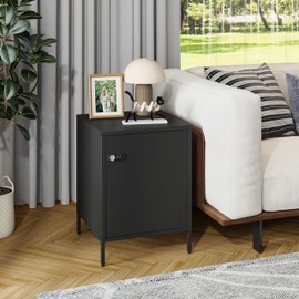 Steehoom Locker Nightstand with Lock and Adjustable Shelf, Dorm Lockable Cabinet Metal Bedside Table with Digital Combination Lock, Secure Storage End Table for Bedroom Office (Black)